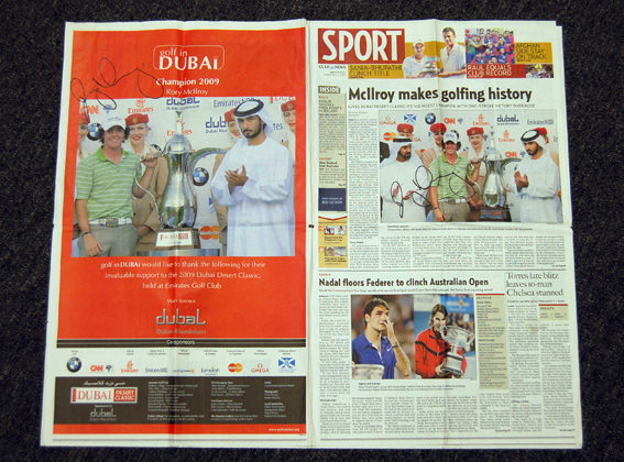 Rory McIlroy signs Dubai newspaper