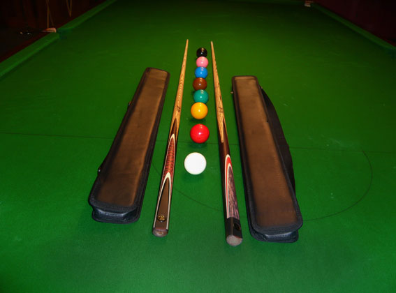 Mark Allen signs snooker cues